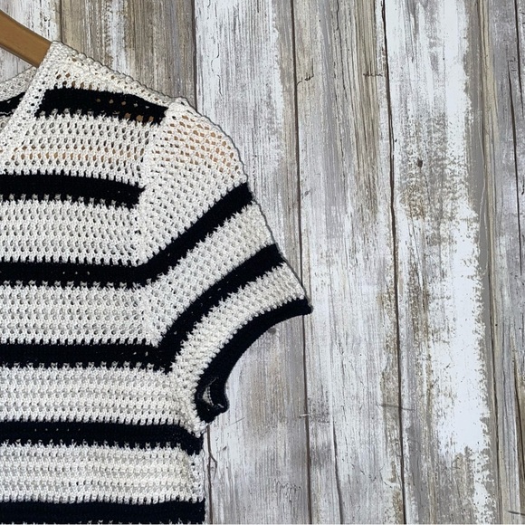 Talbots Crochet Stripe Crewneck Sweater - Picture 4 of 6